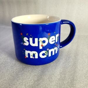 Parker Lane Super Mom Mug 15 OZ Floral Blue Stonware.